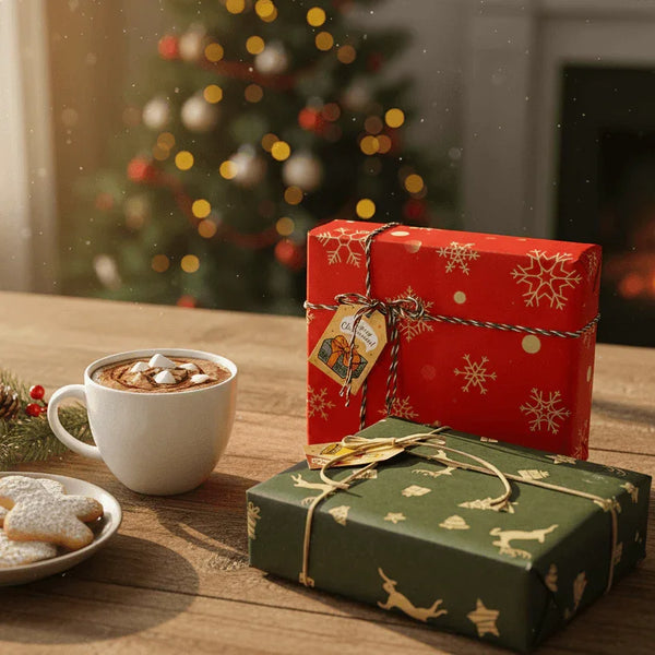 Christmas Gift Wrapping Service | Vintage Reindeer Kraft or Classic Red Snowflake | Ready to Gift