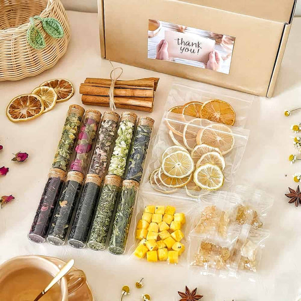 Floral Tea Blending Kit Gift Set | DIY Herbal Tea Kit for Her | Self Care Relaxation Gift | Aesthetic Tea Box | Birthday Gift