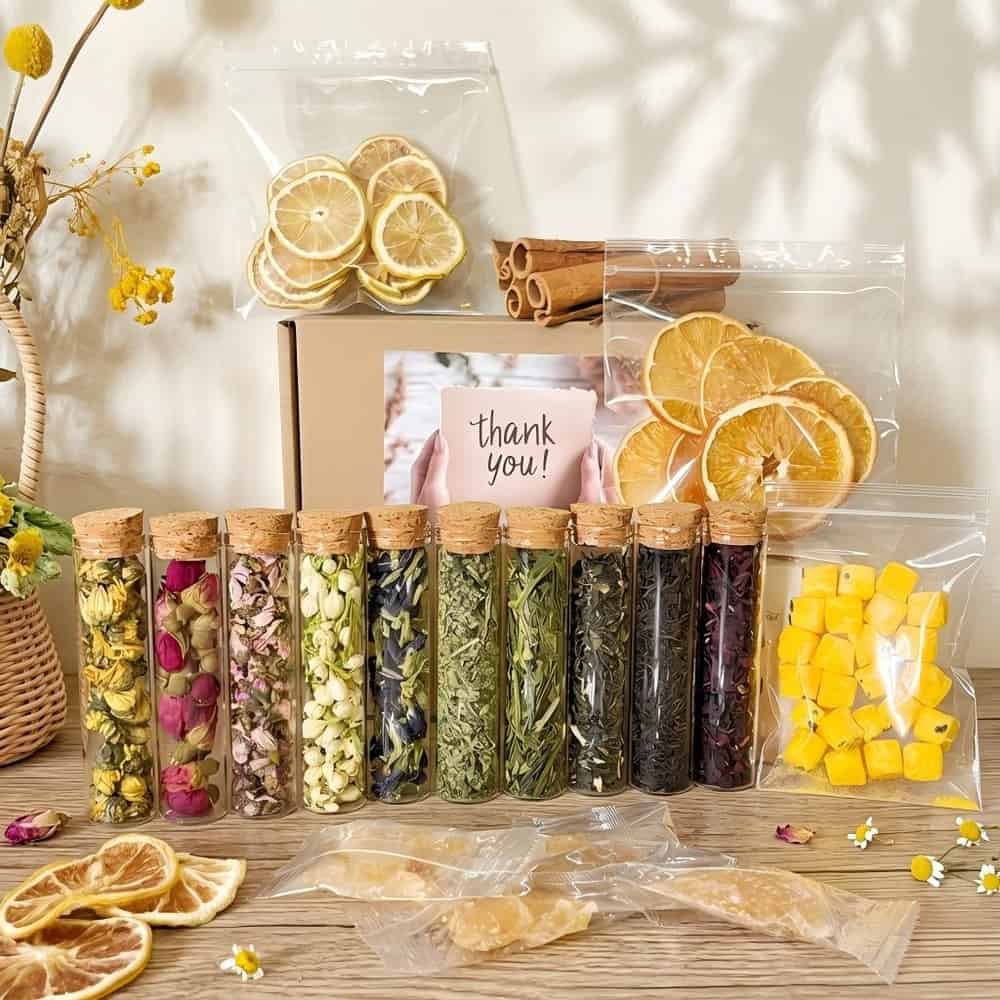 Floral Tea Blending Kit Gift Set | DIY Herbal Tea Kit for Her | Self Care Relaxation Gift | Aesthetic Tea Box | Birthday Gift