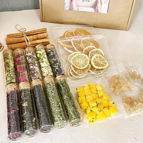 Floral Tea Blending Kit Gift Set | DIY Herbal Tea Kit for Her | Self Care Relaxation Gift | Aesthetic Tea Box | Birthday Gift