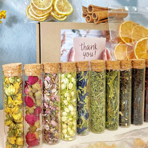 Floral Tea Blending Kit Gift Set | DIY Herbal Tea Kit for Her | Self Care Relaxation Gift | Aesthetic Tea Box | Birthday Gift