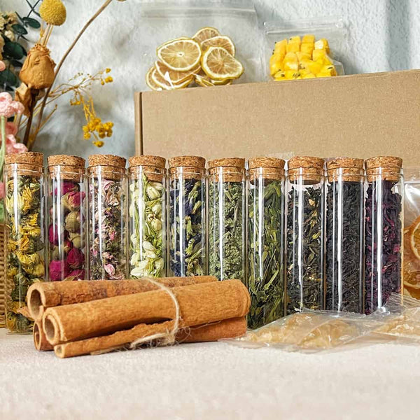 Floral Tea Blending Kit Gift Set | DIY Herbal Tea Kit for Her | Self Care Relaxation Gift | Aesthetic Tea Box | Birthday Gift