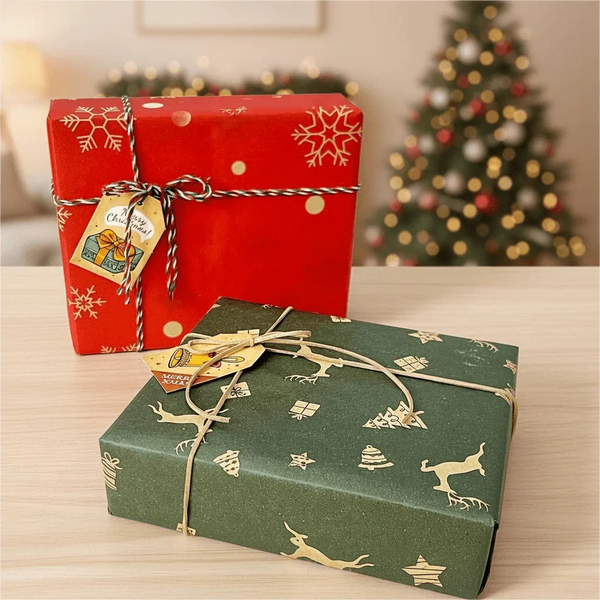 Christmas Gift Wrapping Service | Vintage Reindeer Kraft or Classic Red Snowflake | Ready to Gift