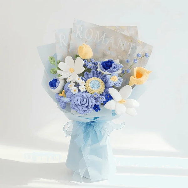 Romantic Crochet Bouquet  Everlasting Tulip & Daisy Floral Gift