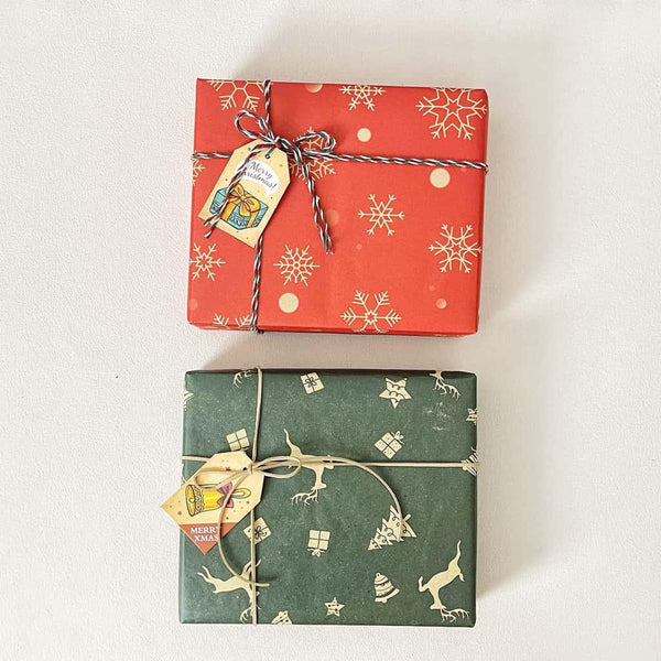 Christmas Gift Wrapping Service | Vintage Reindeer Kraft or Classic Red Snowflake | Ready to Gift