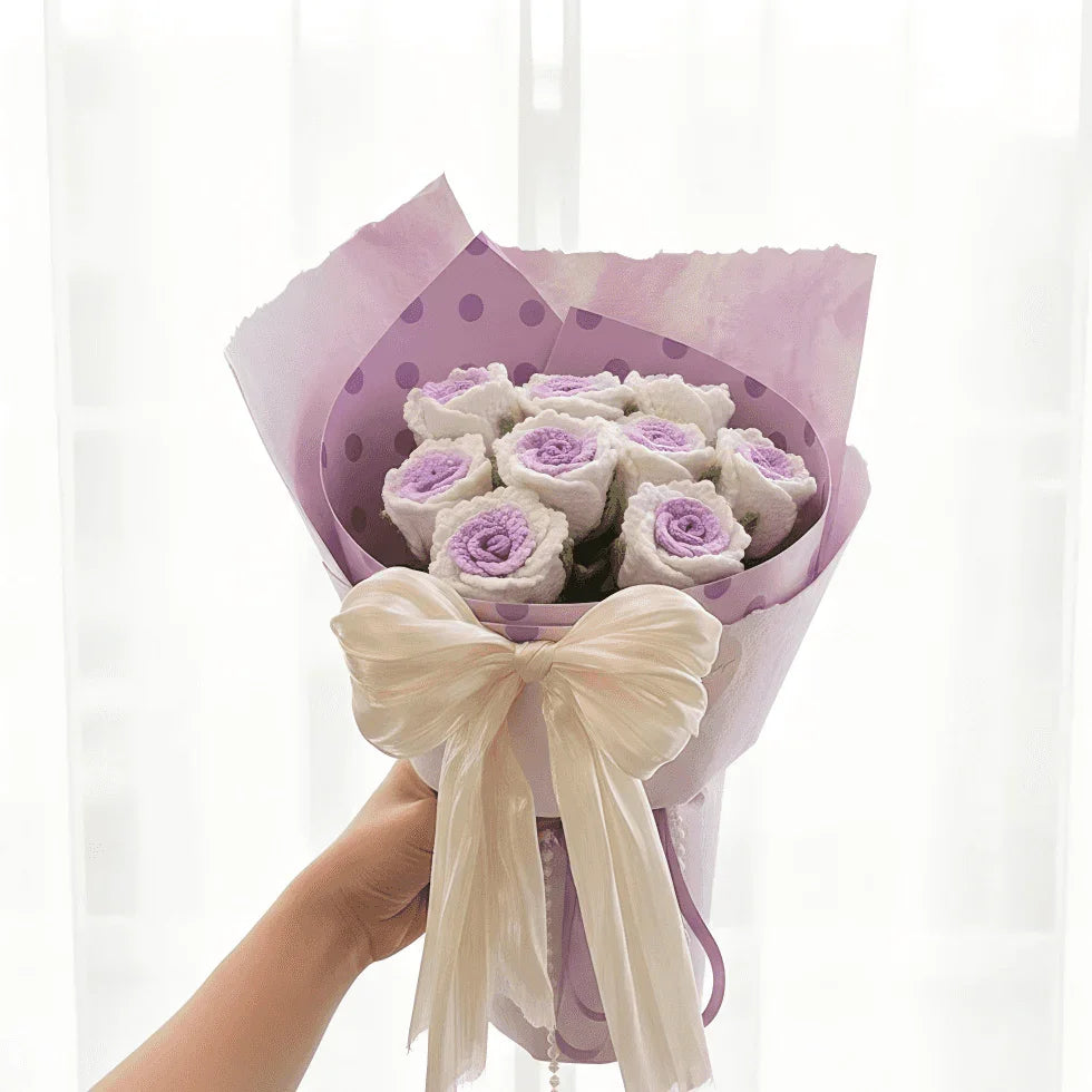 Handmade Crochet Rose Bouquet  Timeless Knitted Roses for Anniversary & Love