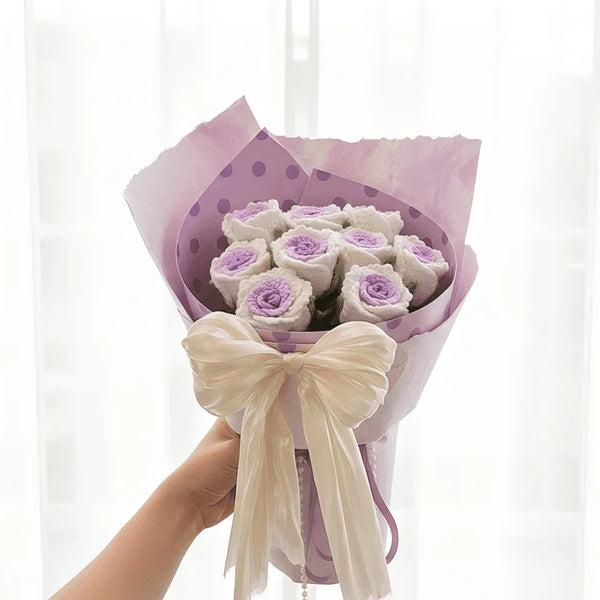 Handmade Crochet Rose Bouquet  Timeless Knitted Roses for Anniversary & Love