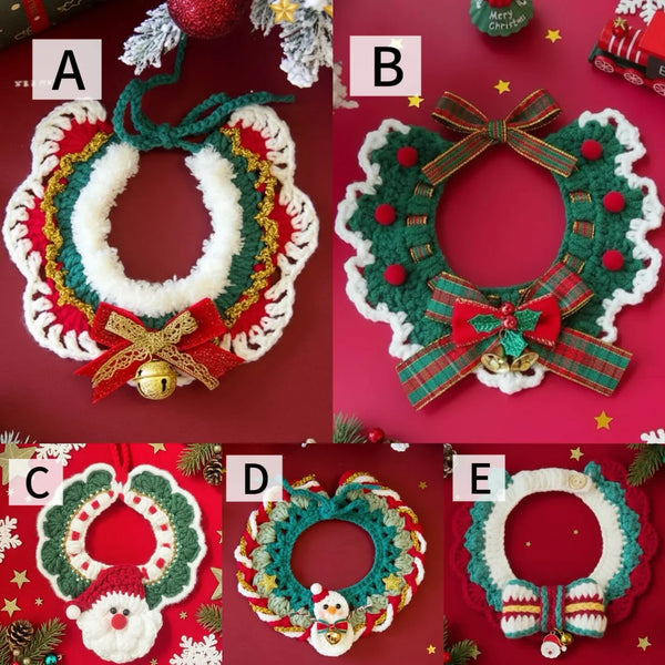 Christmas Pet Neckwear – Festive Knit Collar for Cats & Dogs