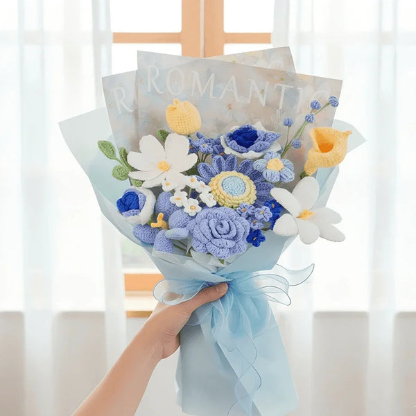 Romantic Crochet Bouquet  Everlasting Tulip & Daisy Floral Gift