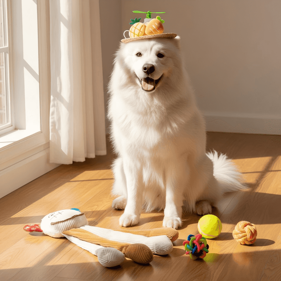 Puppy Gift Box with Hat, Squeaky Toy & Balls Set