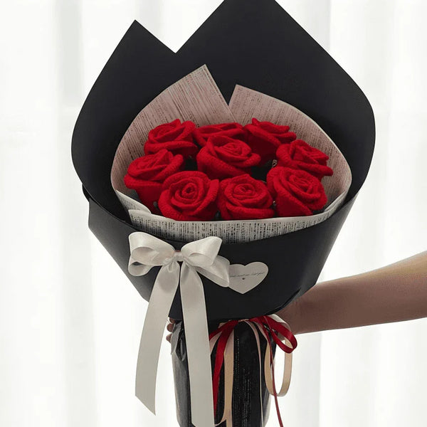 Handmade Crochet Rose Bouquet  Timeless Knitted Roses for Anniversary & Love