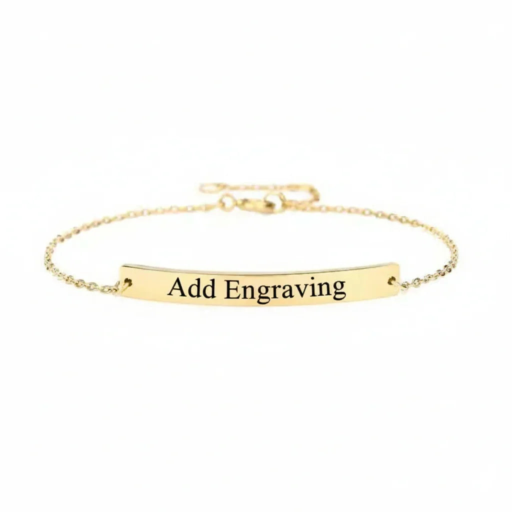 Dainty Gold Bar Bracelet for Engraving