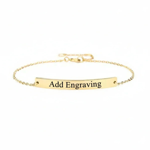 Dainty Gold Bar Bracelet for Engraving