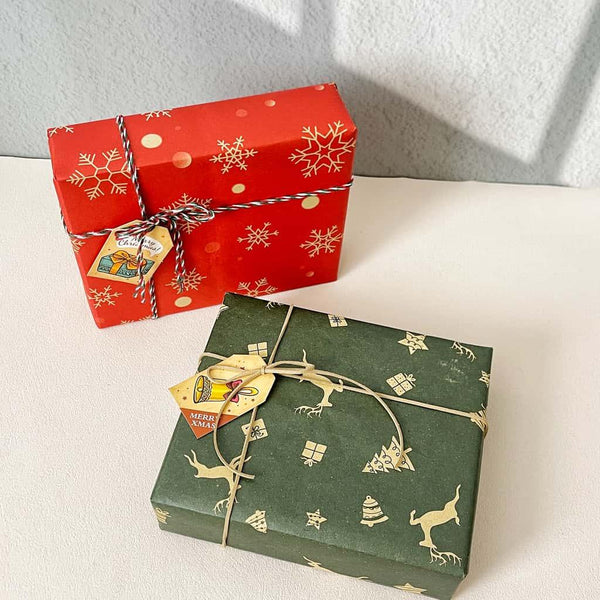 Christmas Gift Wrapping Service | Vintage Reindeer Kraft or Classic Red Snowflake | Ready to Gift