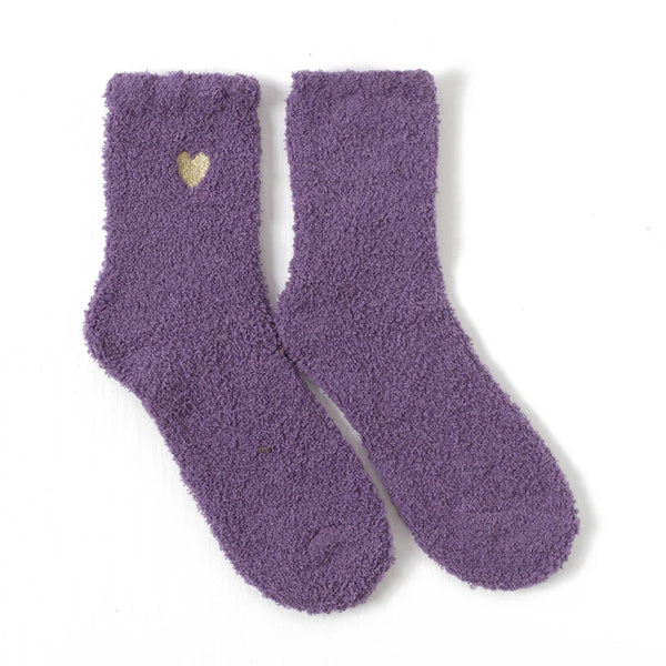 Cozy Heart Embroidered Plush Socks