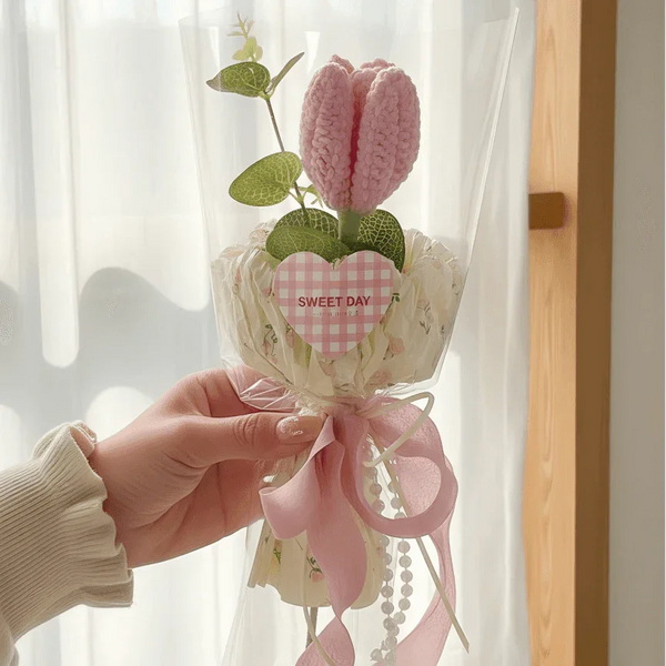 Single Stem Crochet Flower Everlasting Handmade Gift for a Sweet Day