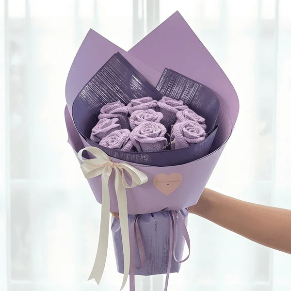 Handmade Crochet Rose Bouquet  Timeless Knitted Roses for Anniversary & Love