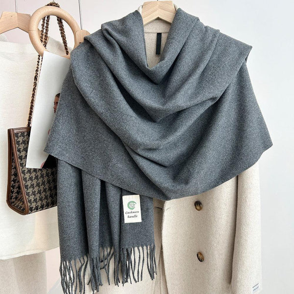 Classic Cashmere-Feel Tassel Scarf