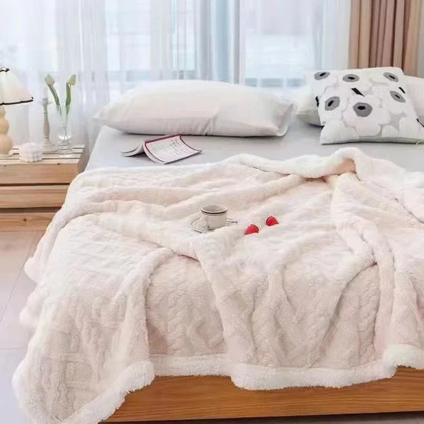 Reversible Knit & Sherpa Throw Blanket
