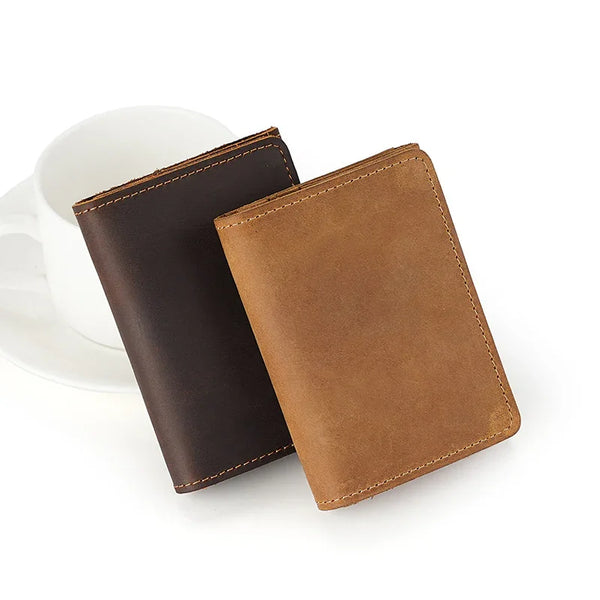 Personalized "Crazy Horse" Leather Card Holder Wallet