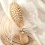 Mini Wooden Anti-Static Massage Brush with Pearl Bow
