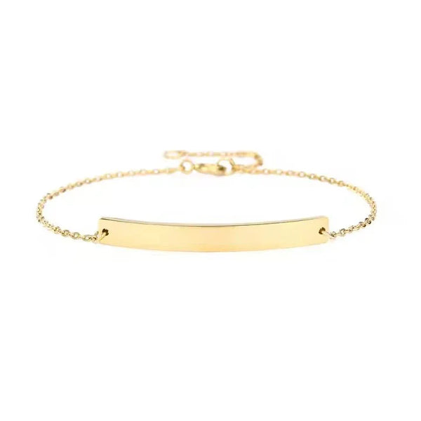 Dainty Gold Bar Bracelet for Engraving