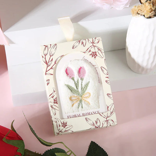 Embroidered Tulip Cotton Face Towel