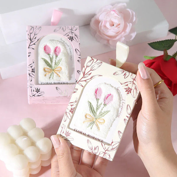 Embroidered Tulip Cotton Face Towel