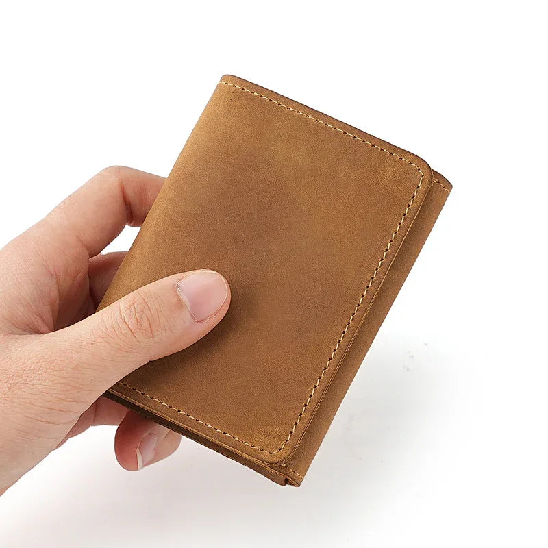 Personalized "Crazy Horse" Leather Card Holder Wallet