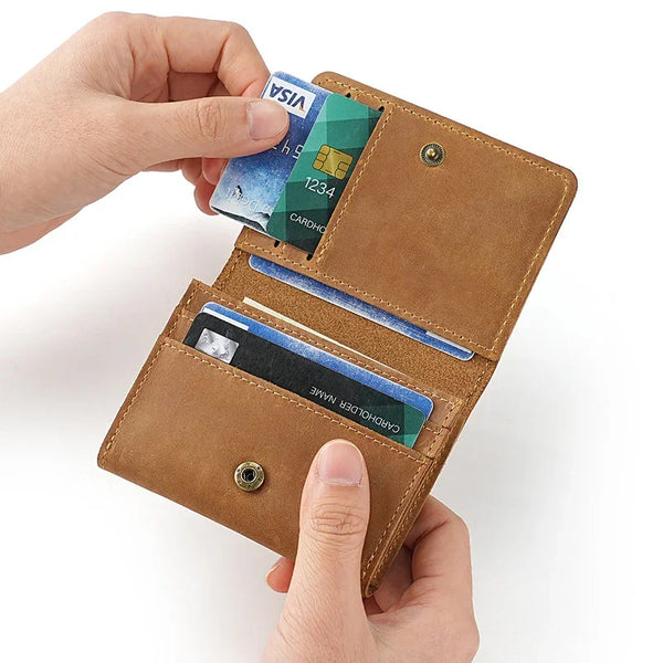 Personalized "Crazy Horse" Leather Card Holder Wallet