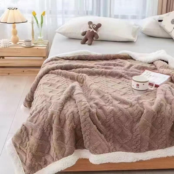 Reversible Knit & Sherpa Throw Blanket