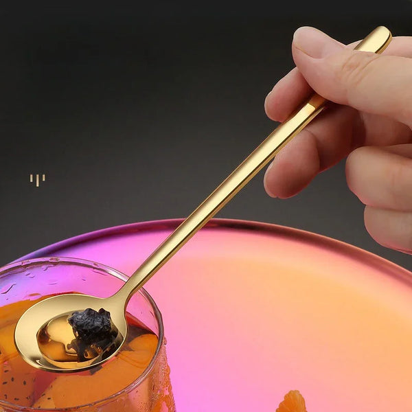 Elegant Gold Long-Handled Latte Spoon