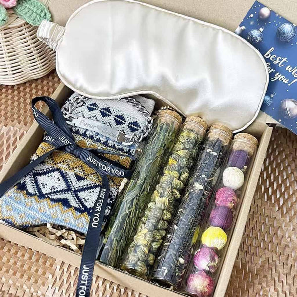 Personalized Tea Gift Box | Engraved Bracelet, Cozy Care Package