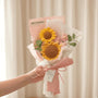 Mini Crochet Sunflower Bouquet Handmade "Best Wishes" Gift