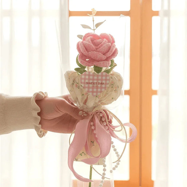 Single Stem Crochet Flower Everlasting Handmade Gift for a Sweet Day