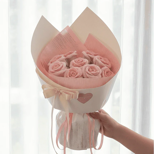 Handmade Crochet Rose Bouquet  Timeless Knitted Roses for Anniversary & Love