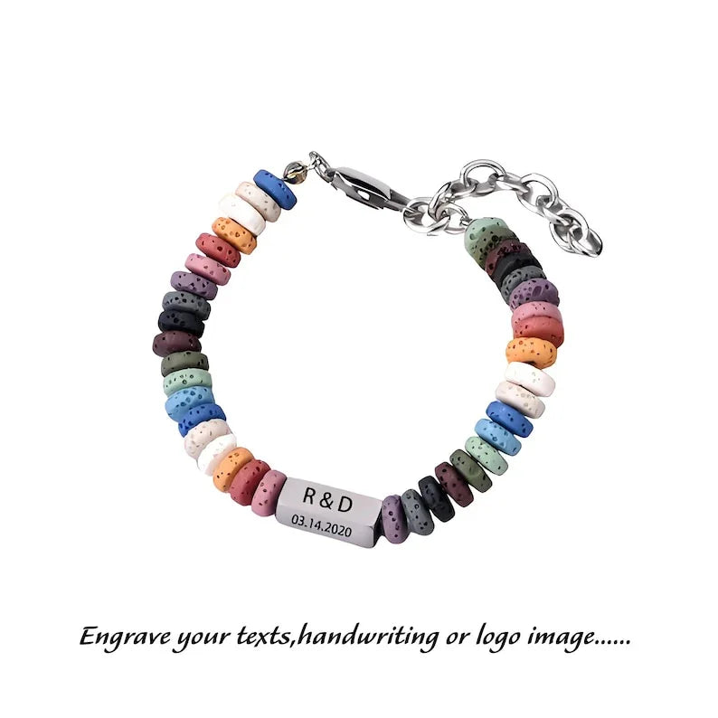 Colorful Lava Stone Essential Oil Diffuser Bracelet（Unisex）