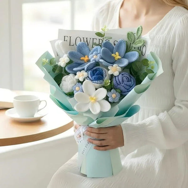 Crochet Flower Bouquet – Everlasting Cotton Yarn Roses & Lilies