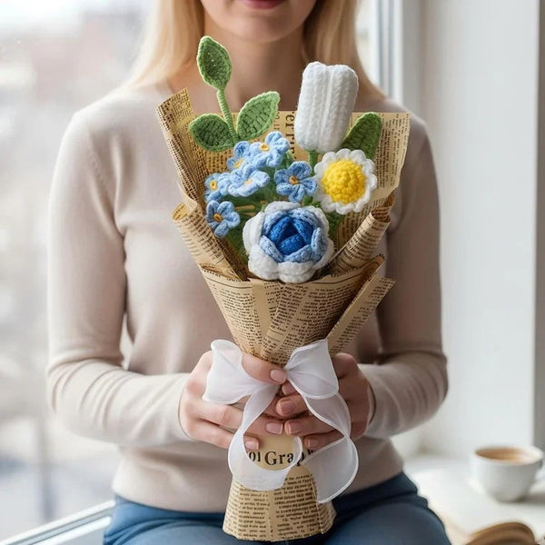 Crochet Mini Flower Bouquet – Sunflower & Daisy Yarn Floral Gift