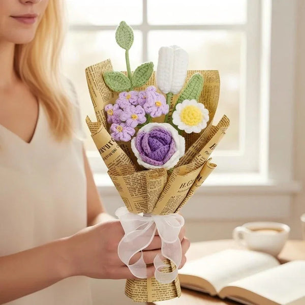 Crochet Mini Flower Bouquet – Sunflower & Daisy Yarn Floral Gift