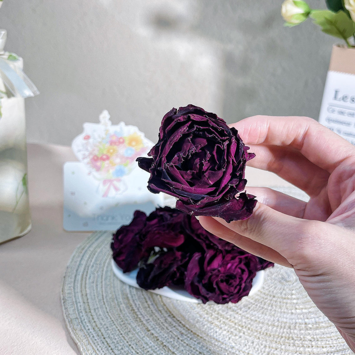 Freeze-Dried Rose Petals – Edible Burgundy Tea & Bath Flowers