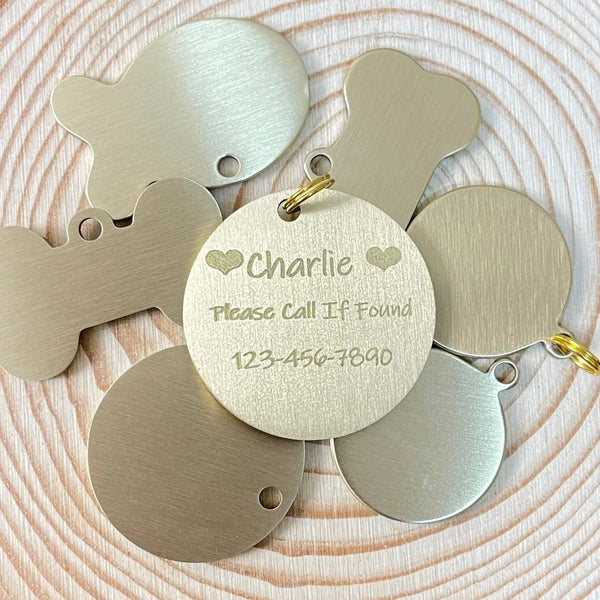 Solid Brass Pet ID Tag – Engraved Dog or Cat Name Tag