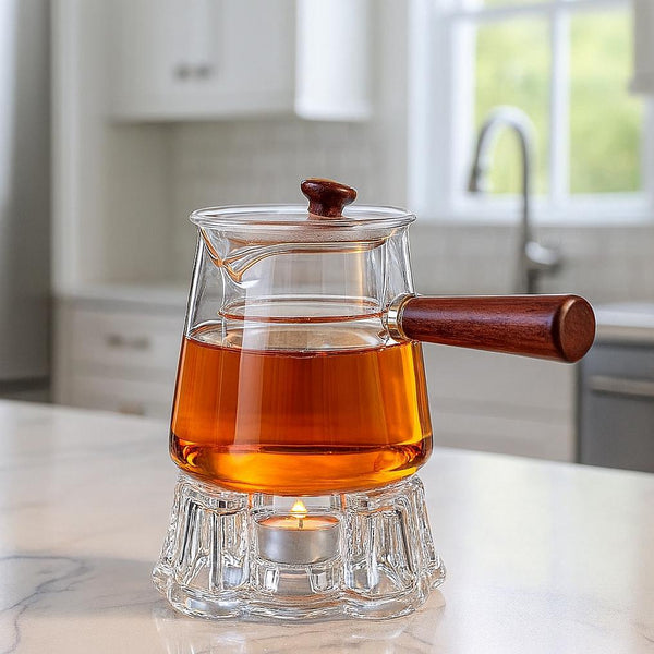 Borosilicate Glass Teapot – Stovetop Safe with Sandalwood Handle