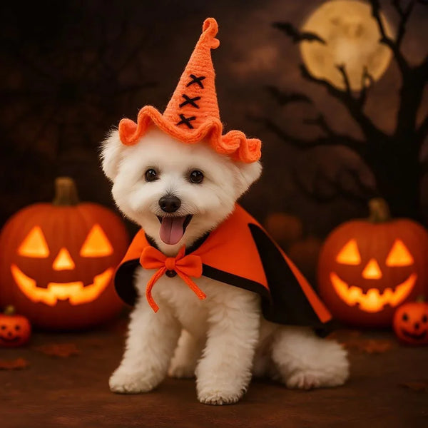 Crochet Halloween Pet Hat – Pumpkin, Witch, or Bat Costume for Cats