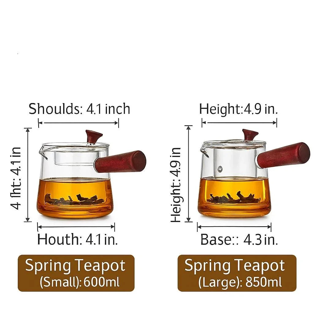 Borosilicate Glass Teapot – Stovetop Safe with Sandalwood Handle