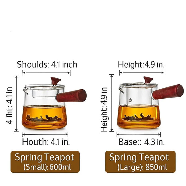 Borosilicate Glass Teapot – Stovetop Safe with Sandalwood Handle