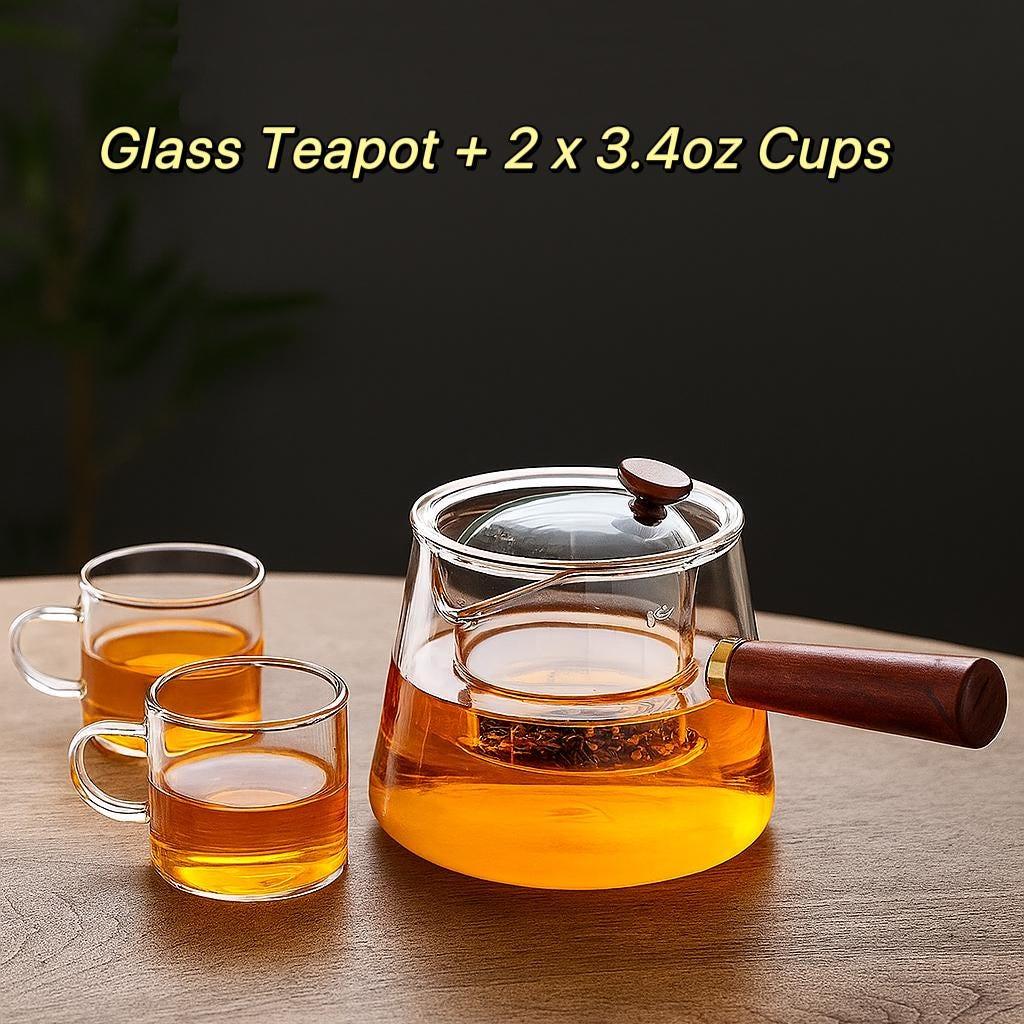 Borosilicate Glass Teapot – Stovetop Safe with Sandalwood Handle