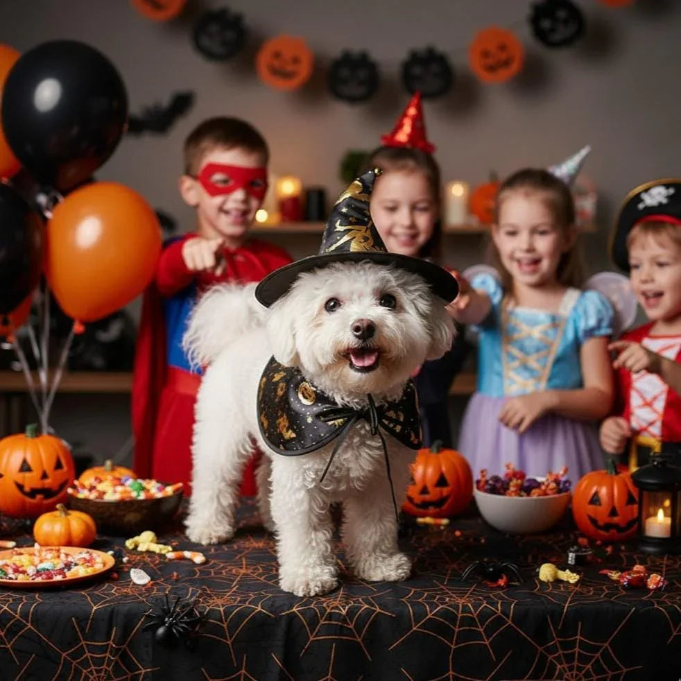 Halloween Pet Costume Set – Witch Hat, Cape & Toys for Dogs or Cats
