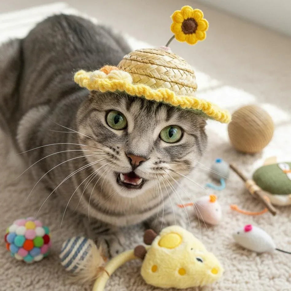 Interactive Cat Toy Gift Box – Mint Toys & Sunflower Hat
