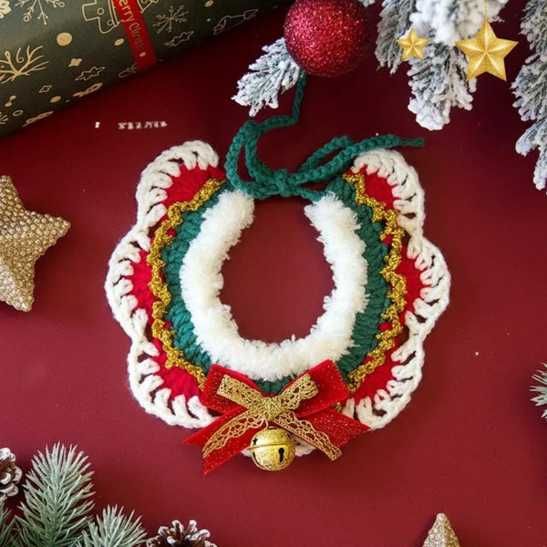 Christmas Pet Neckwear – Festive Knit Collar for Cats & Dogs